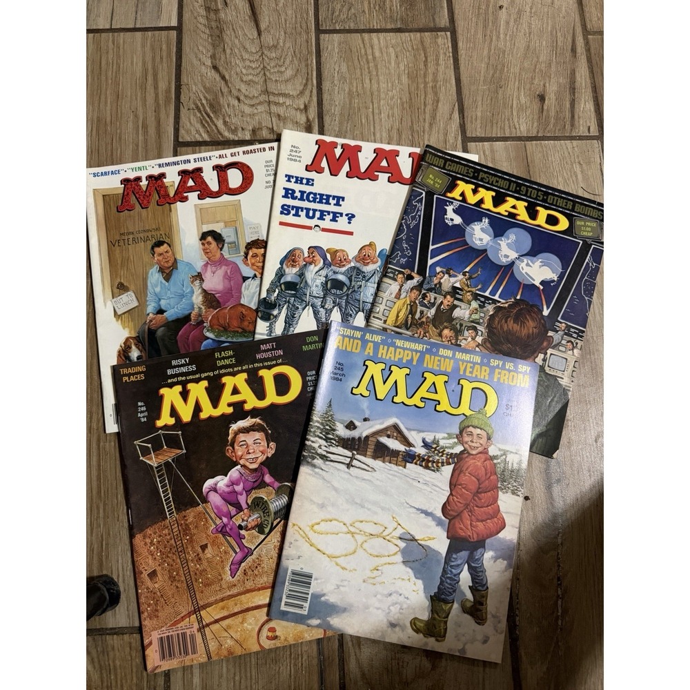 Vintage 1984 MAD Magazine Issues 244-248, Lot of 5 comic books